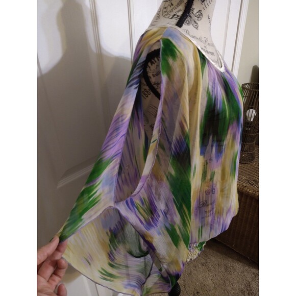 Isabel Rodriguez cold shoulder wide sleeve top Boho Sheer - Picture 4 of 9